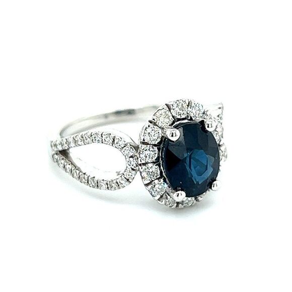 Natural Sapphire Diamond Ring 6.25 14k W Gold 2.93 TCW Certified $5,950 216682 - Picture 4 of 11